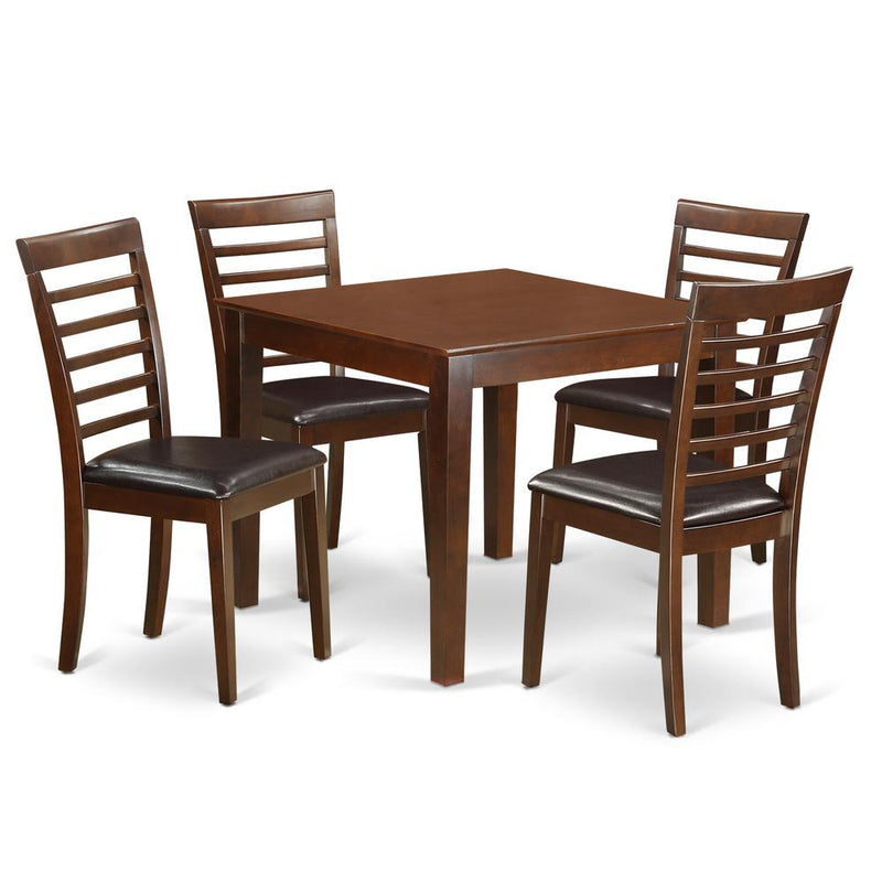 5  PC  Kitchen  dinette  set  with  a  Dining  Table  and  4  Dining  Chairs  in  Mahogany