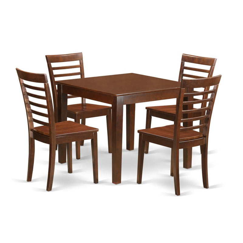 5  Pc  Small  Kitchen  Table  set  with  a  Dining  Table  and  4  Kitchen  Chairs  in  Mahogany