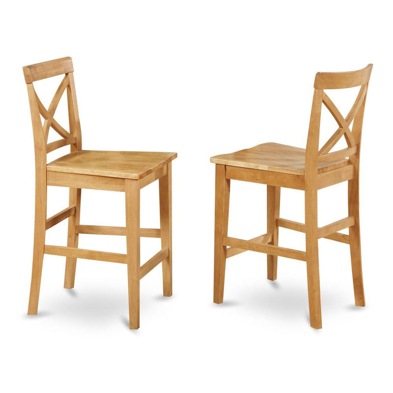 X-Back  stool  with  wood  counter  seat  in  Oak  finish,  Set  of  2