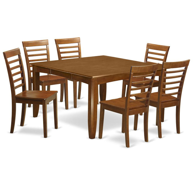 7  Pc  formal  Dining  room  set-Square  Dining  Table  with  Leaf  and  6  Dining  Chairs.