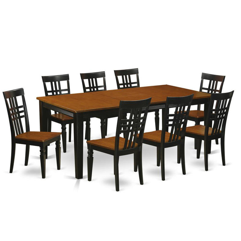 9  PC  Table  set  with  a  Dining  Table  and  8  Dining  Chairs  in  Black  and  Cherry