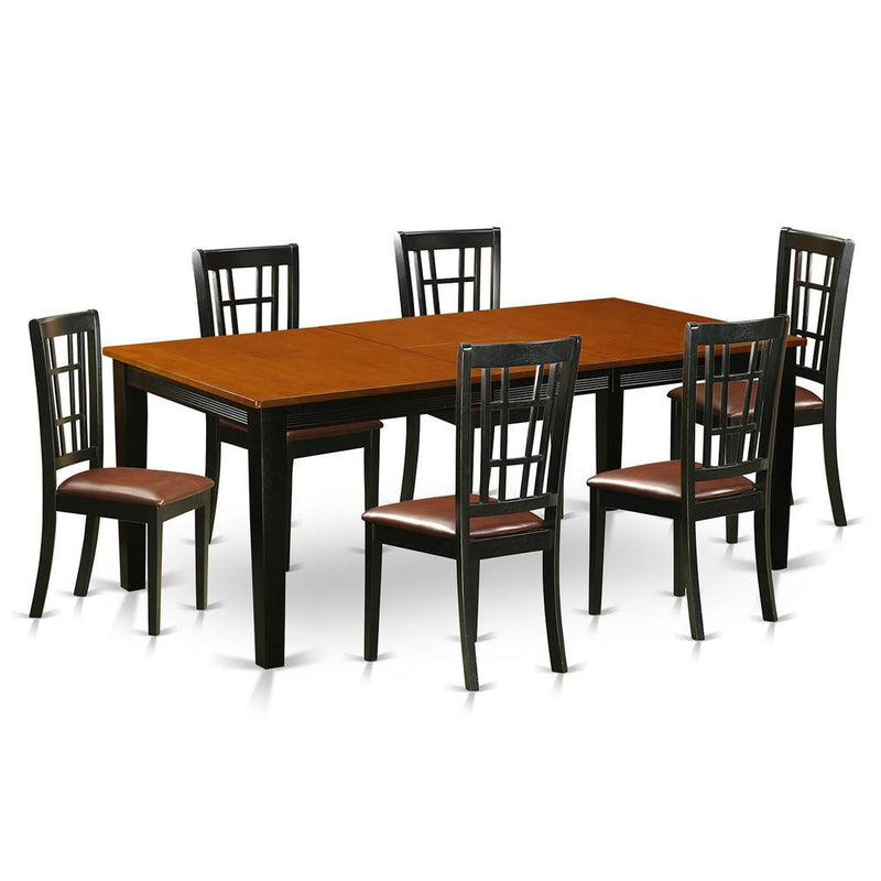 7  PC  Dining  set-Dining  Table  with  6  Wood  Dining  Chairs