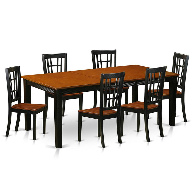 7  PC  Dining  set-Dining  Table  with  6  Wooden  Dining  Chairs