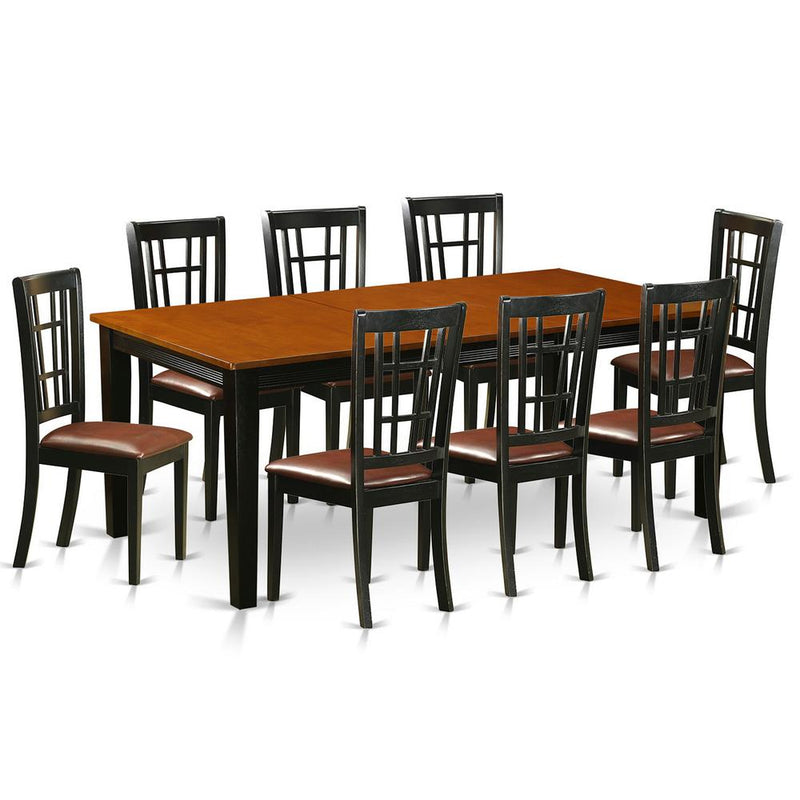 9  PC  Dining  set-Dining  Table  with  8  Wood  Dining  Chairs