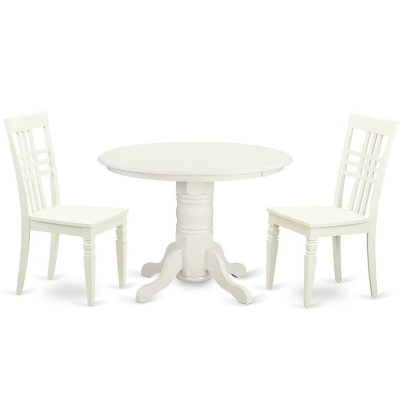 3  PcKitchen  Table  set  with  a  Dining  Table  and  2  Dining  Chairs  in  Linen  White