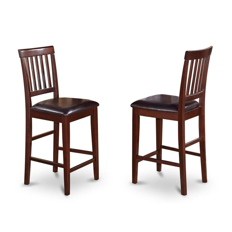 Vernon  Counter  Stools  with  Faux  Leather  Seat  -  Mahogany  Finish,  Set  of  2