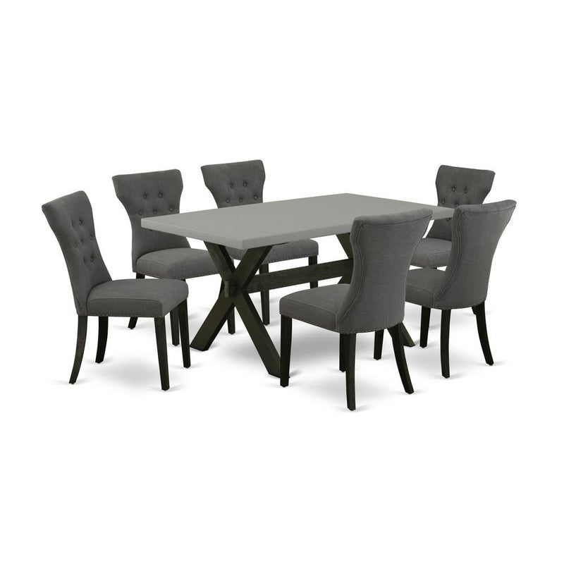 East West Furniture X696Ga650-7 - 7-Piece Rectangular Dining Table Set - 6 Parson Chairs and a Rectangular Dining Table Hardwood Frame