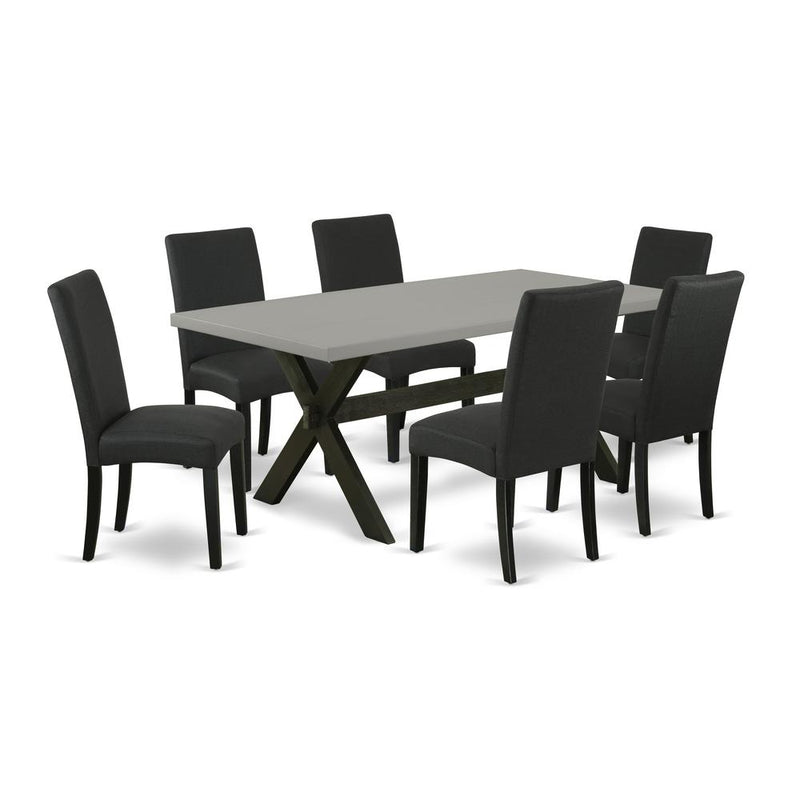 East West Furniture X697DR124-7 - 7-Piece Dining Room Table Set - 6 Parson Chairs and Table Hardwood Frame