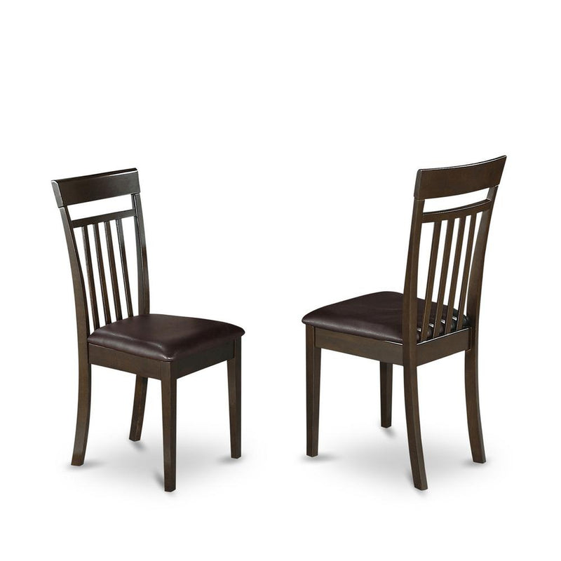 Capri slat back kitchen Chair with Leather Upholstered Seat, Set of 2