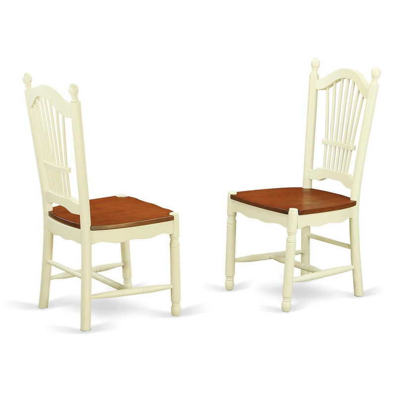 Dover  Dining  Room  Chairs  With  Wood  Seat  -  Finished  in  Buttermilk  and  Cherry,  Set  of  2