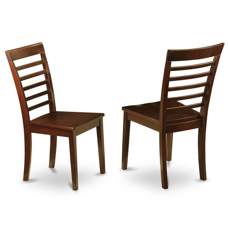 Milan  Chair  with  Wood  Seat  -  Mahogany  Finish,  Set  of  2