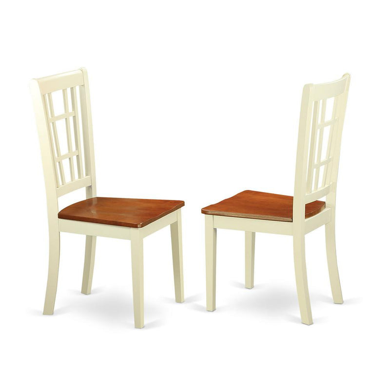 Nicoli  Dining  Chair  with  Wood  Seat  buttermilk  &  brown  finish,  Set  of  2