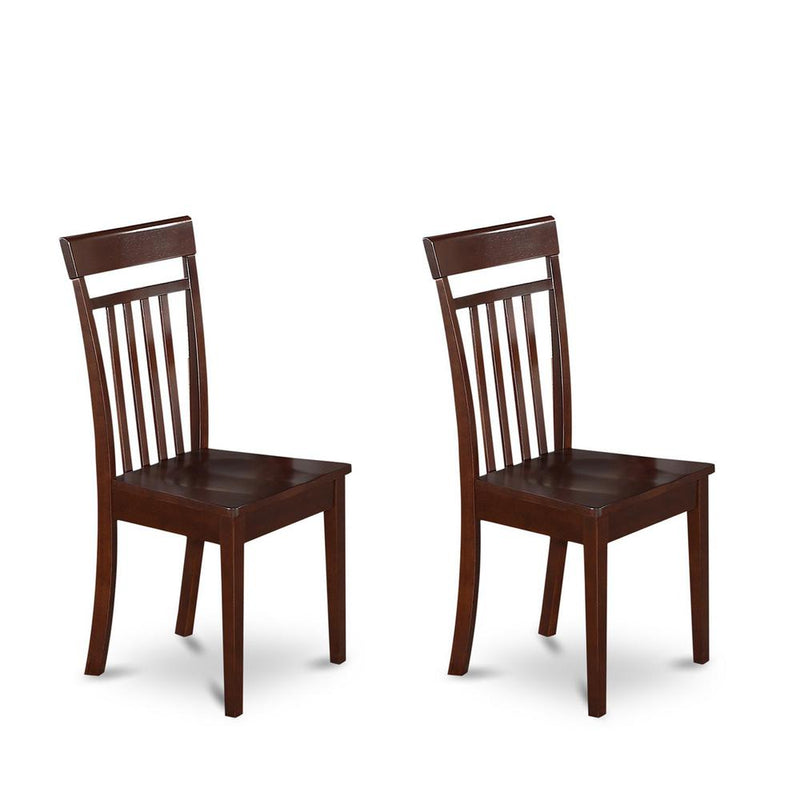 Capri slat back Chair for dining room with wood Seat, Set of 2