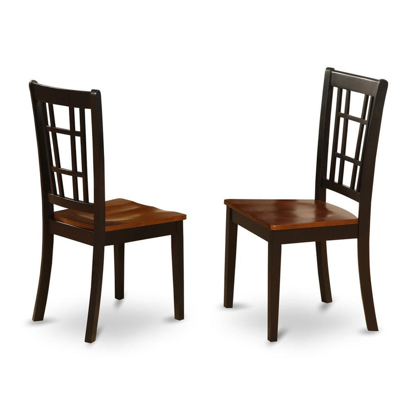 Nicoli  Dining  Chair  with  Wood  Seat  in  Black  &  Cherry  finish,  Set  of  2