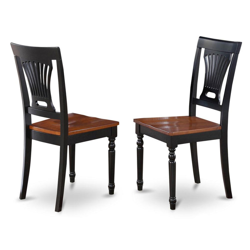 Plainville  Kitchen  dining  Chair  with  Wood  Seat  -  Black  &  Cherry  Finish.,  Set  of  2