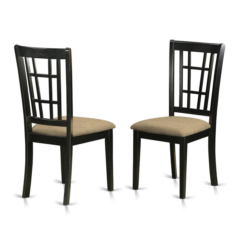 NIC-BLK-C Nicoli Kitchen Chair with Linen Fabric Seat