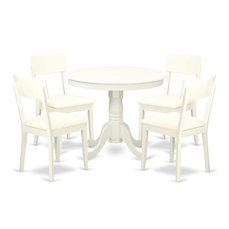 Dining Room Set Linen White, ANAD5-LWH-LC