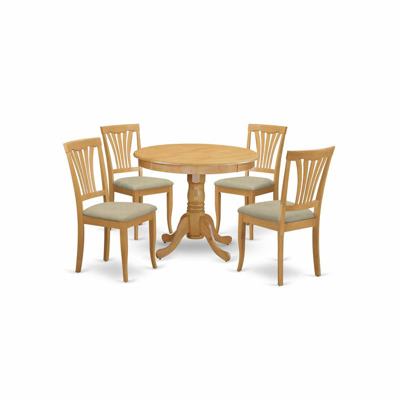 ANAV5-OAK-C 5 Pc Dinette Table set - Kitchen dinette Table and 4 Kitchen Chairs