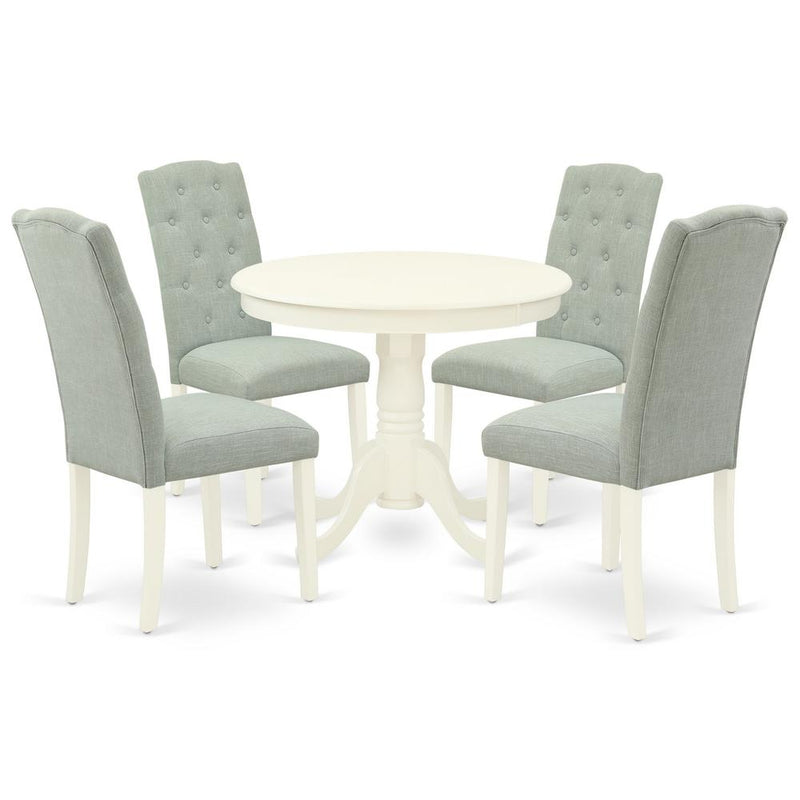 Dining Room Set Linen White, ANCE5-LWH-15