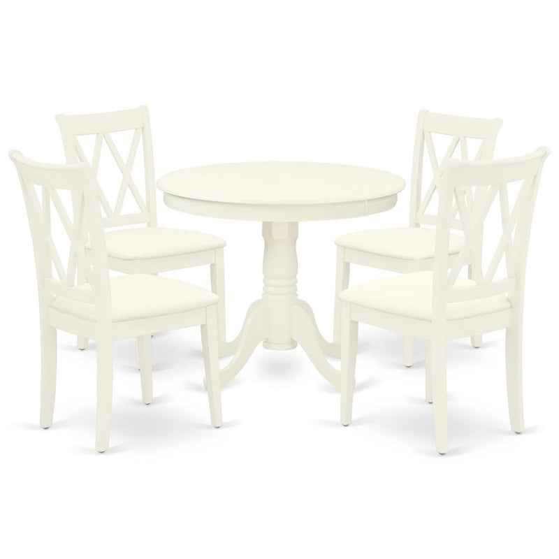 Dining Room Set Linen White, ANCL5-LWH-C