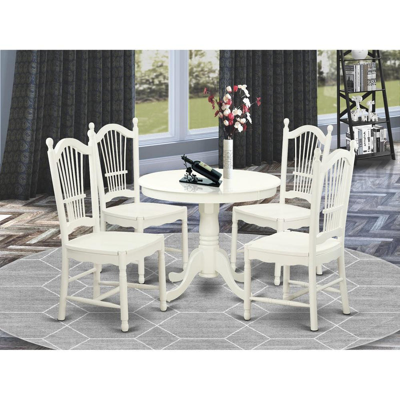 5  Pc  set  with  a  Round  Small  Table  and  4  Wood  Dinette  Chairss.