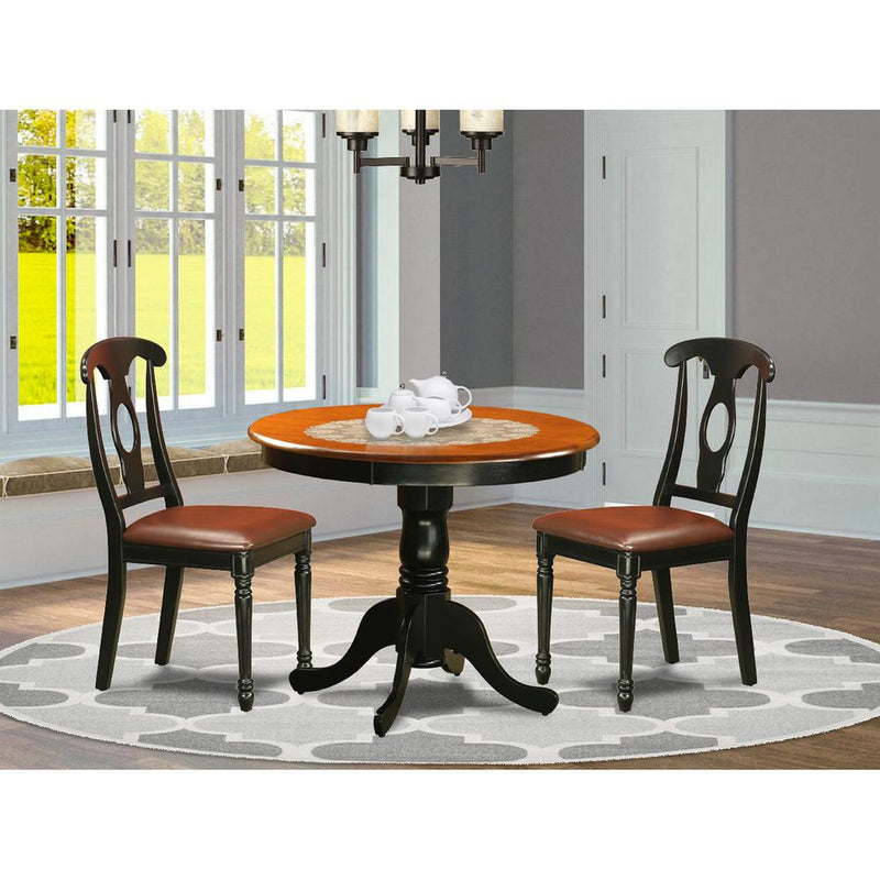 Black  3  Pc  Dining  room  setwith  2  Leather  Chairs