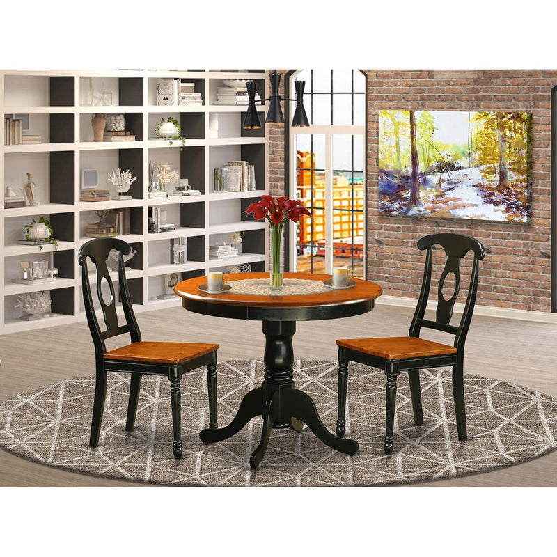 Black  3  Pc  Dining  room  setwith  2  Wood  Chairs