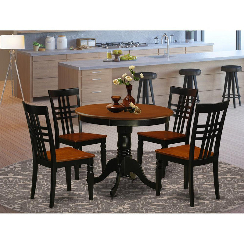 5  Pc  Dining  room  set  with  a  Table  and  4  Dining  Chairs  in  Black  and  Cherry