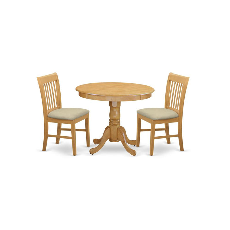 ANNO3-OAK-C 3 Pc Table and chair set - Kitchen Table and 2 Dining Chairs