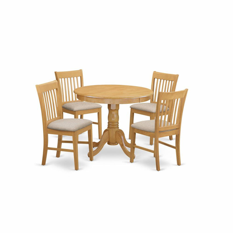 ANNO5-OAK-C 5 Pc Dinette Table set - Small Kitchen Table and 4 Dining Chairs