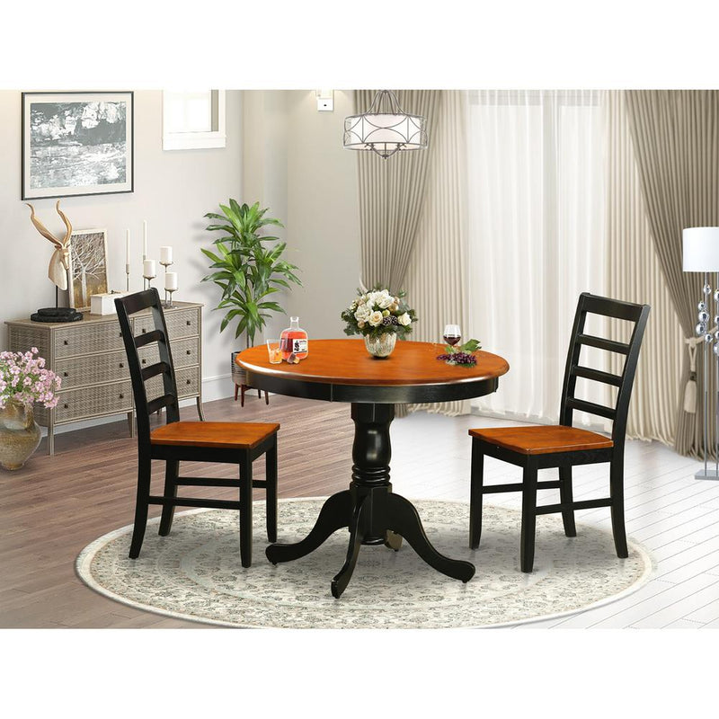 Dining  furniture  set  -  3  Pcs  with  2  Wooden  Chairs  in  Black  and  Cherry