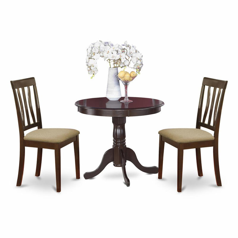 ANTI3-CAP-C 3 PC small Kitchen Table and Chairs set-round Table plus 2 Kitchen Dining Chairs