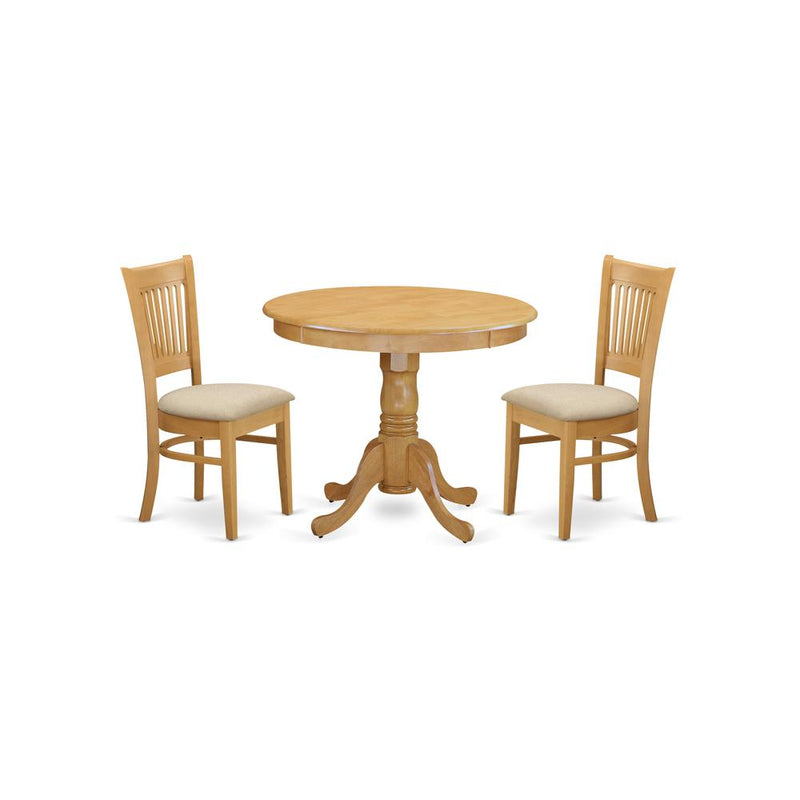 ANVA3-OAK-C 3 PC Dinette set - Kitchen Table and 2 Dining Chairs