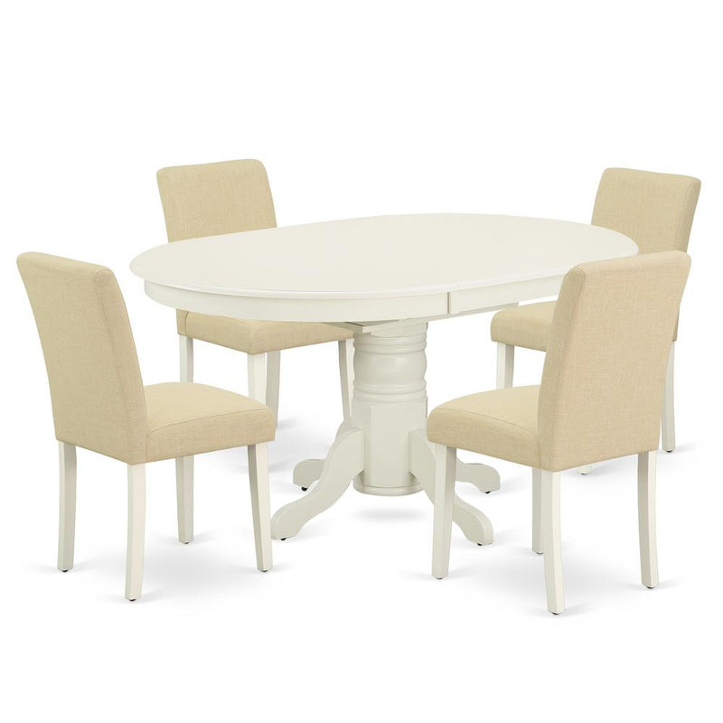 Dining Room Set Linen White, AVAB5-LWH-02