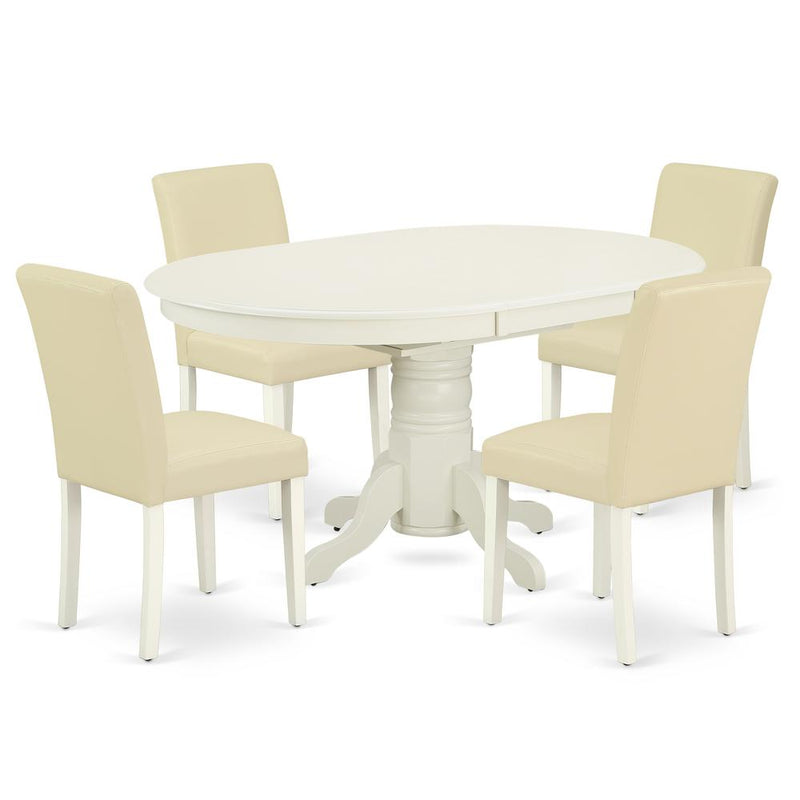 Dining Room Set Linen White, AVAB5-LWH-64