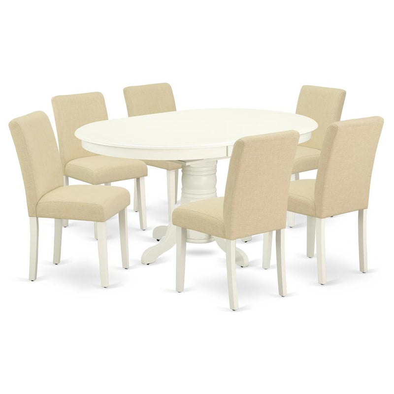 Dining Room Set Linen White, AVAB7-LWH-02