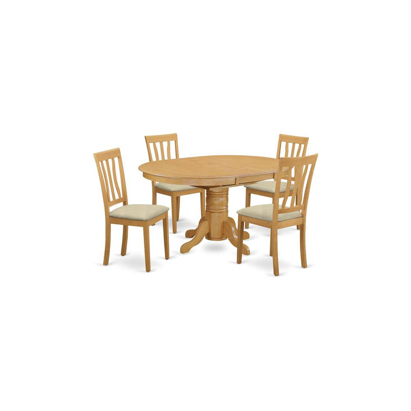 AVAT5-OAK-C 5 PC Dining room set - Kitchen dinette Table and 4 Kitchen Chairs