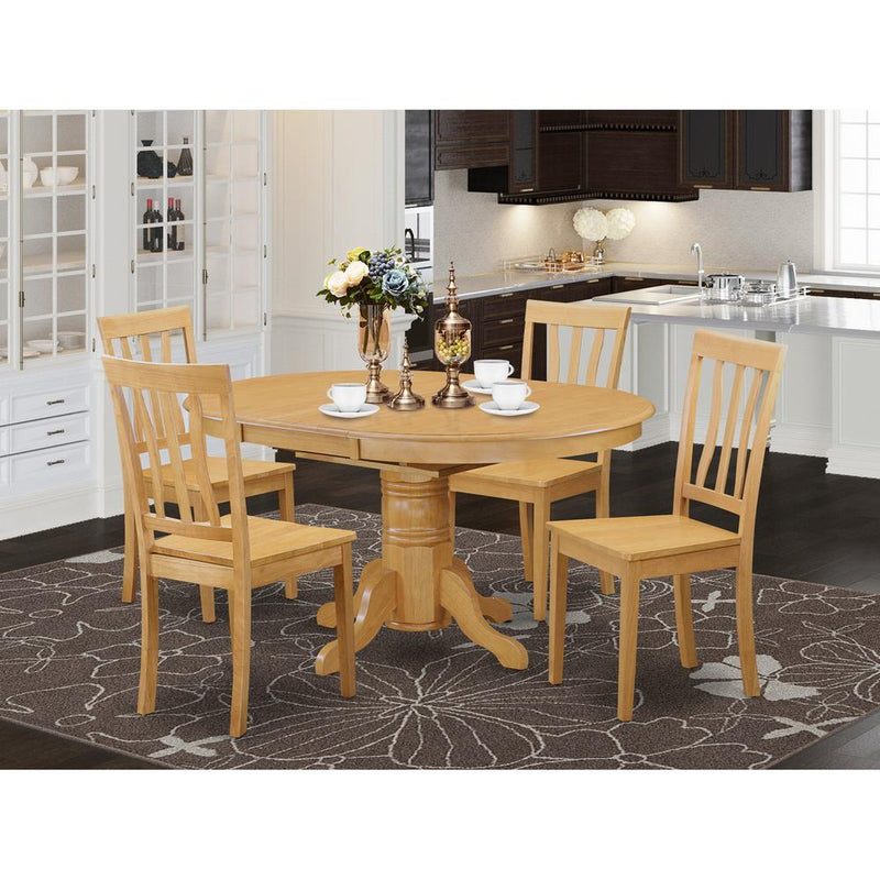 5  Pc  Dining  room  set-Oval  dinette  Table  with  Leaf  and  4  Dining  Chairs