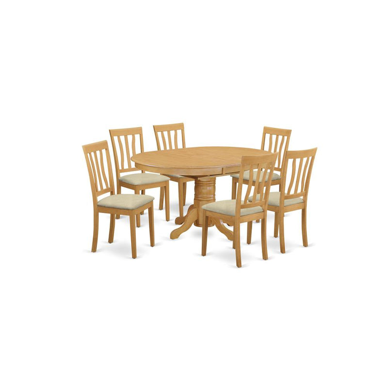 AVAT7-OAK-C 7 Pc Dinette Table set - Kitchen dinette Table and 6 Dining Chairs