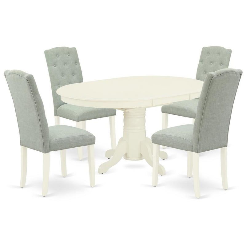 Dining Room Set Linen White, AVCE5-LWH-15