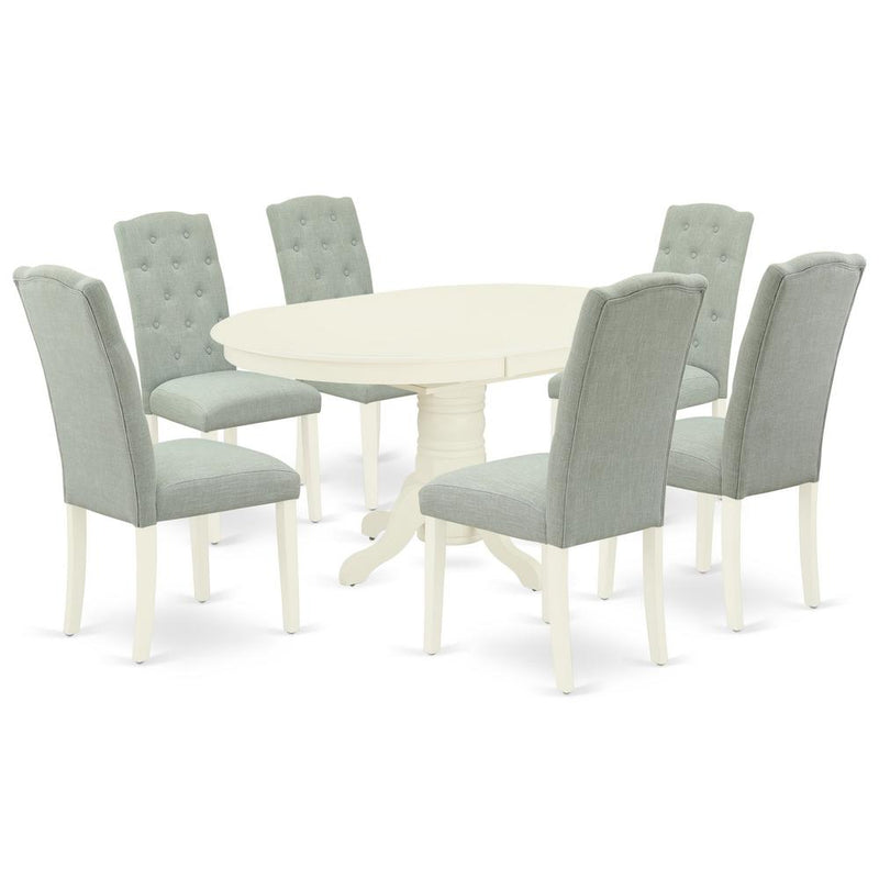 Dining Room Set Linen White, AVCE7-LWH-15