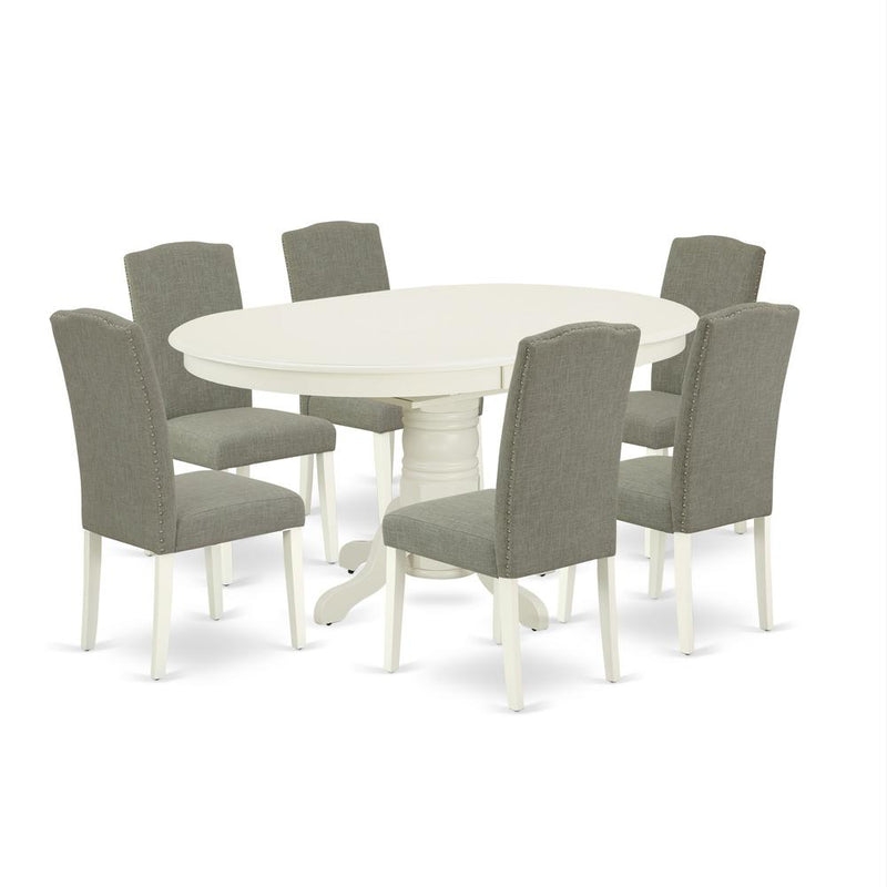 Dining Room Set Linen White, AVEN7-LWH-06