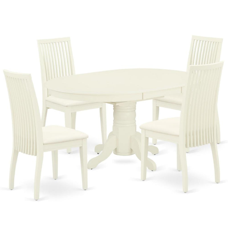 Dining Room Set Linen White, AVIP5-LWH-C