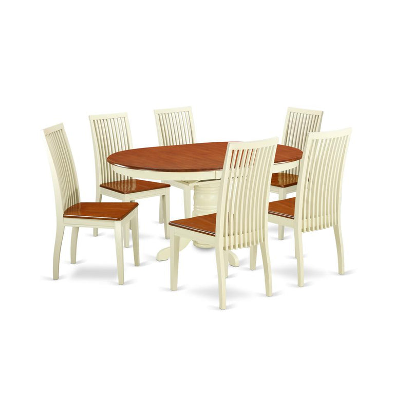 Dining Room Set Buttermilk & Cherry, AVIP7-BMK-W