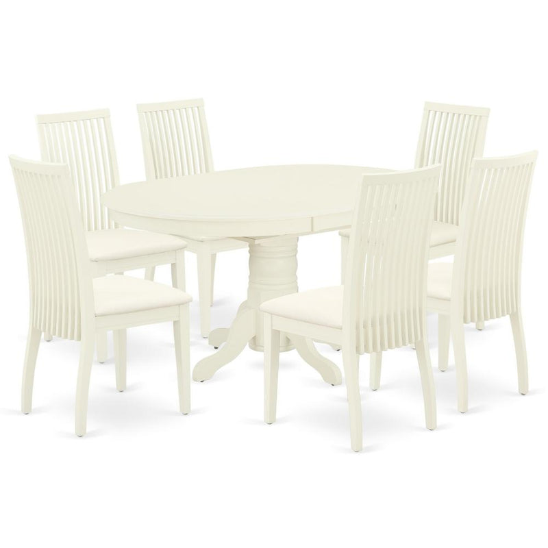 Dining Room Set Linen White, AVIP7-LWH-C