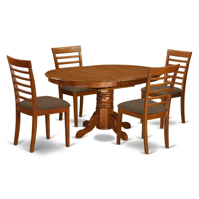 AVML5-SBR-C 5 Pc Dining room set-Oval Dining Table and 4 Dining Chairs