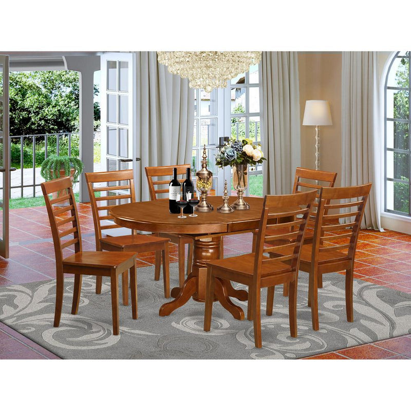 7  PC  Dining  set-Oval  Dining  Table  with  Leaf  and  6  Dining  Chairs