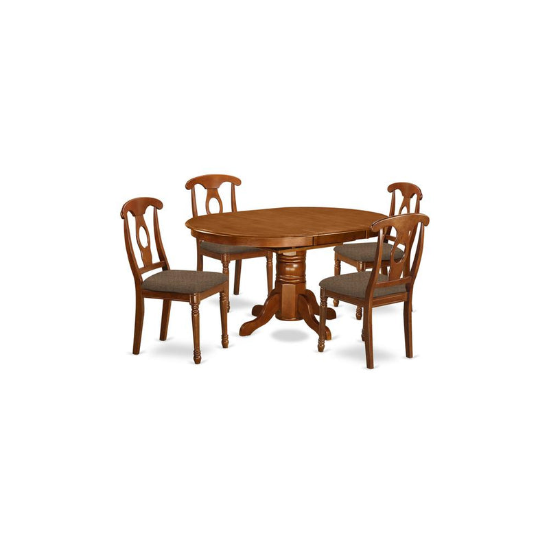 AVNA5-SBR-C 5 Pc Dining set-Dining Table with Leaf and 4 Kitchen Chairs.