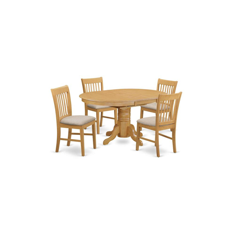 AVNO5-OAK-C 5 PcTable and chair set - Dining Table and 4 dinette Chairs