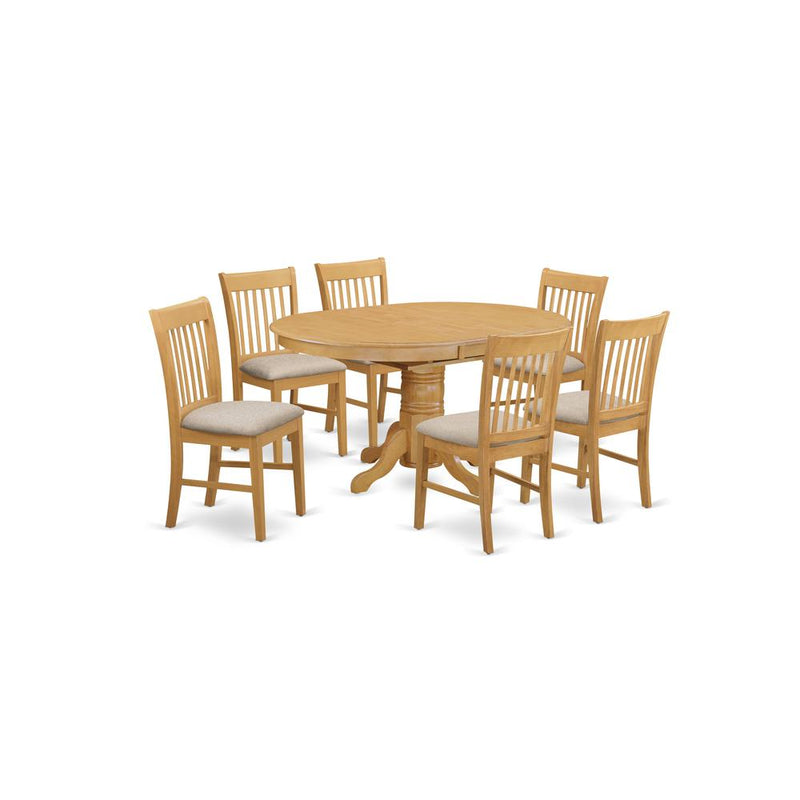 AVNO7-OAK-C 7 Pc Table and chair set - Dinette Table and 6 Dining Chairs